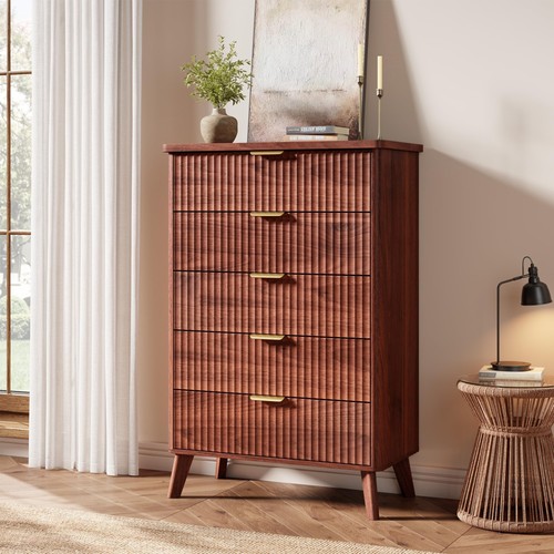 Modern fluted drawer dresser - modern, 5-drawer