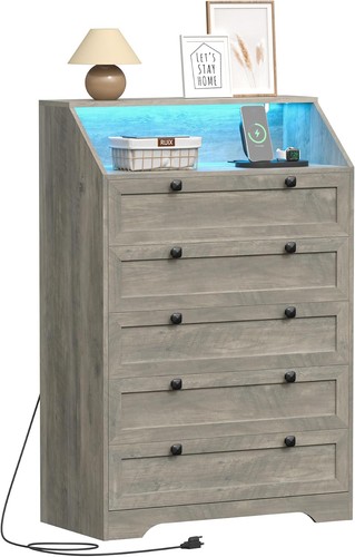 Grey dresser tall drawer - dresser, 5
