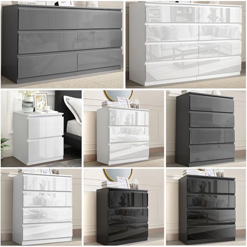 High gloss chest drawers - high,